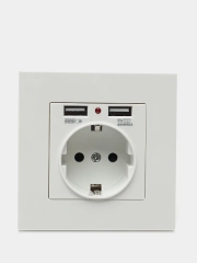 Розетка с USB -портами, с заземлением, белая, розетка с юсб