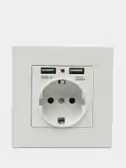 Розетка с USB -портами, с заземлением, белая, розетка с юсб