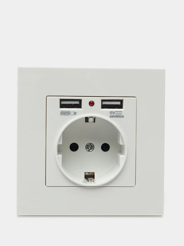 Розетка с USB -портами, с заземлением, белая, розетка с юсб
