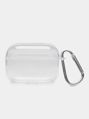 Чехол для Apple AirPods Pro прозрачный силиконовый аирподс с карабином