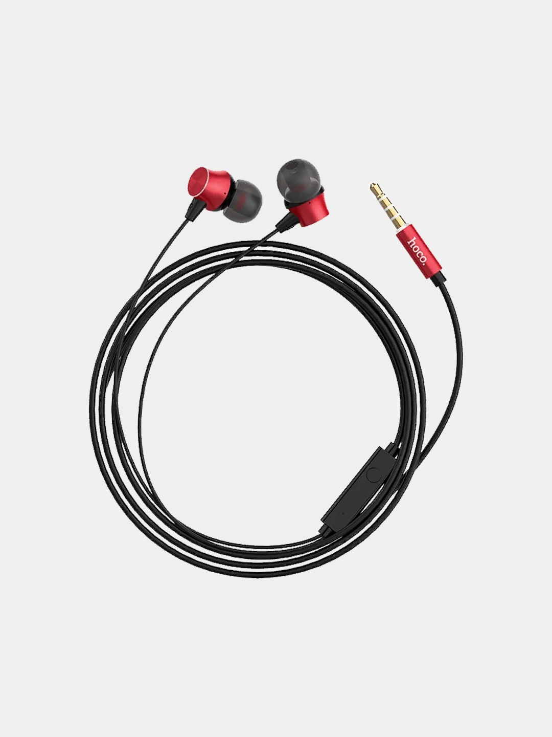 Красный наушники с микрофоном Hoco M51, металлический корпус, 3.5 mm Jack