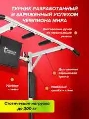 Турник Absolute Champion Триумф Лайт, 300 кг, 3 в 1, белый с черными ручками, усиленный