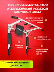 Турник Absolute Champion Триумф Лайт, 300 кг, 3 в 1, белый с черными ручками, усиленный