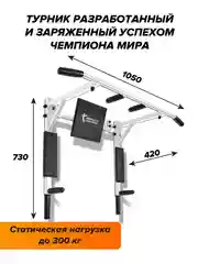 Белый турник 3 в 1 Absolute Champion Триумф белый. Тренажер для дома усиленный
