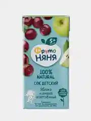 Сок детский ФрутоНяня, из яблок и вишни, 0,2 л, 18 штук