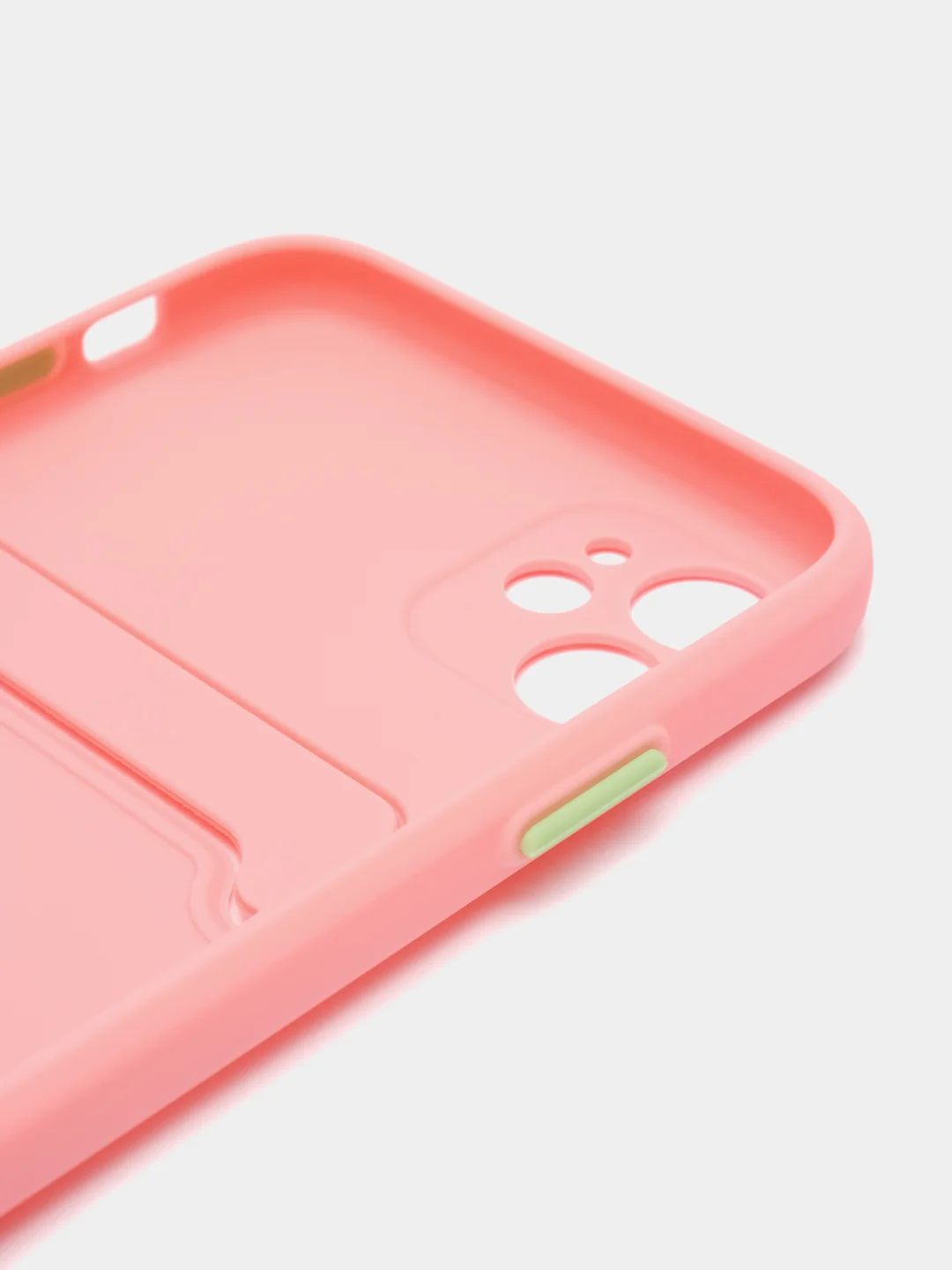Розовый чехол iPhone 15, 11 Pro, 14 Max, 13, 12, Xr, Xs, 6, 7, 8 Plus, Se Mini с карманом для карт