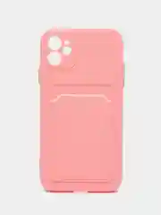 Розовый чехол iPhone 15, 11 Pro, 14 Max, 13, 12, Xr, Xs, 6, 7, 8 Plus, Se Mini с карманом для карт