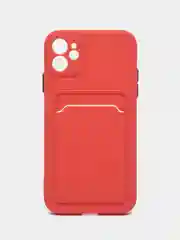 Коралловый чехол iPhone 15, 11 Pro, 14 Max, 13, 12, Xr, Xs, 6, 7, 8 Plus, Se Mini с карманом для карт
