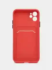 Коралловый чехол iPhone 15, 11 Pro, 14 Max, 13, 12, Xr, Xs, 6, 7, 8 Plus, Se Mini с карманом для карт