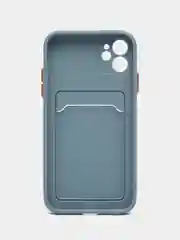 Синий меланж чехол iPhone 15, 11 Pro, 14 Max, 13, 12, Xr, Xs, 6, 7, 8 Plus, Se Mini с карманом для карт