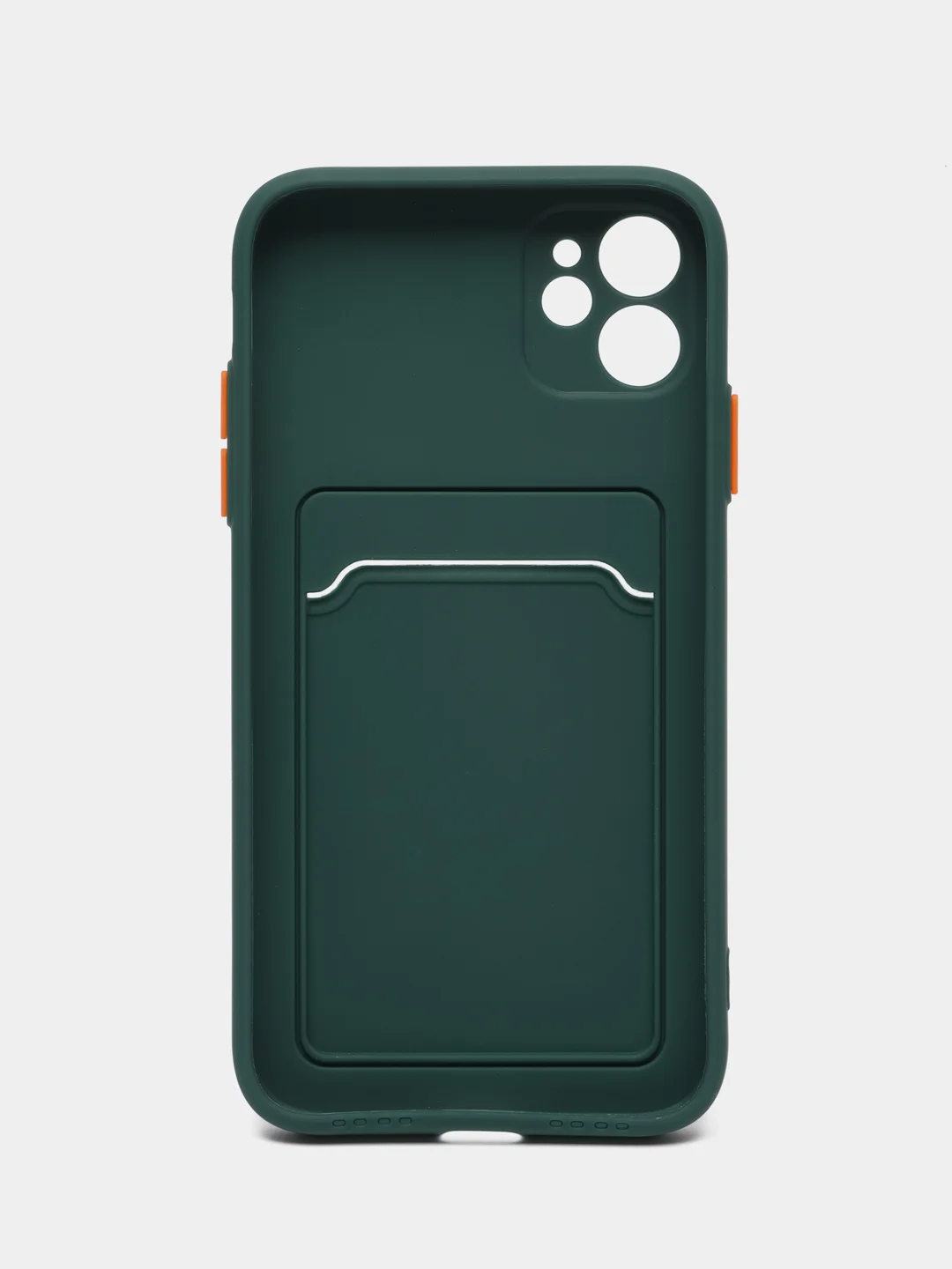 Зеленый чехол iPhone 15, 11 Pro, 14 Max, 13, 12, Xr, Xs, 6, 7, 8 Plus, Se Mini с карманом для карт