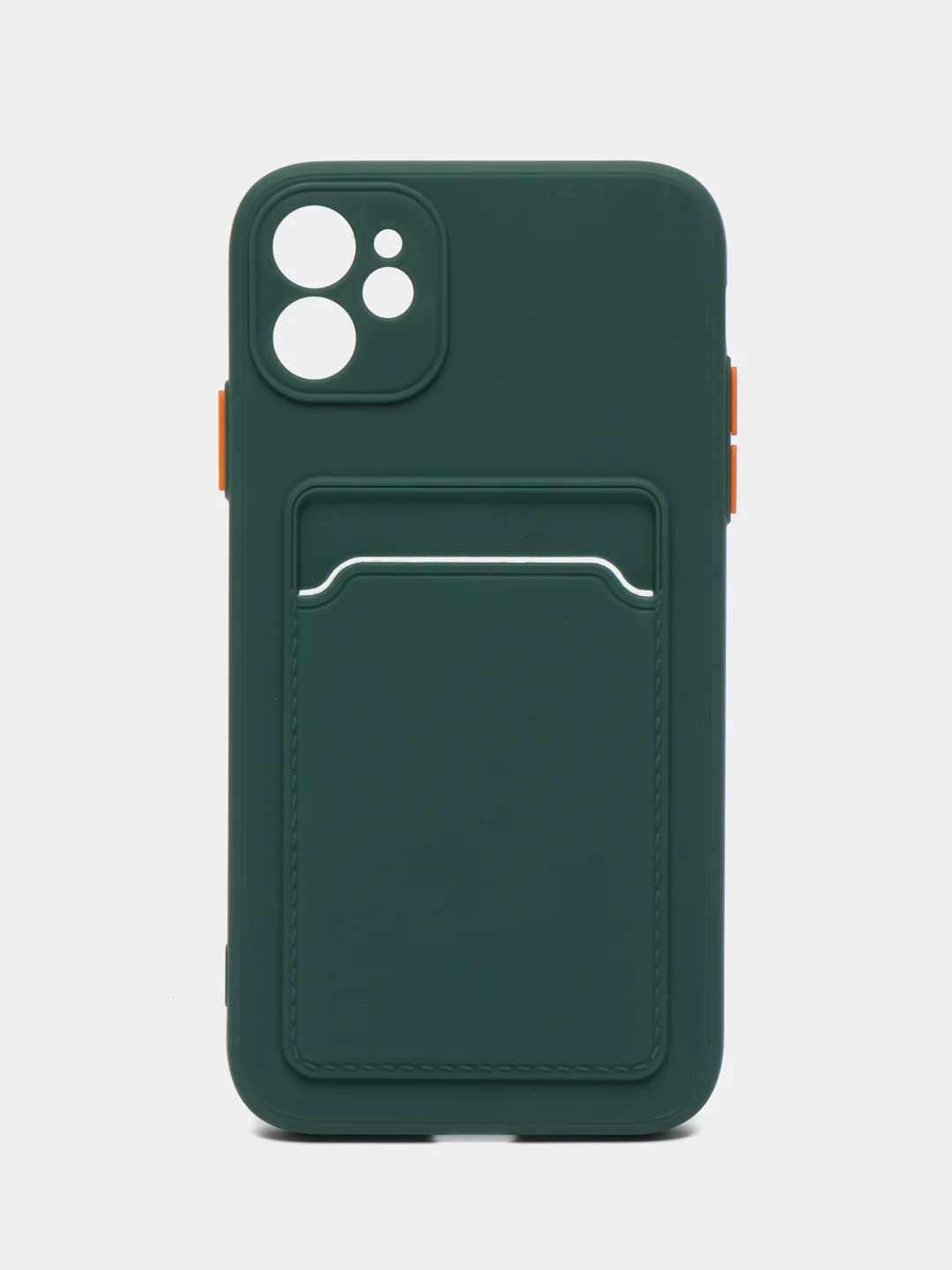 Зеленый чехол iPhone 15, 11 Pro, 14 Max, 13, 12, Xr, Xs, 6, 7, 8 Plus, Se Mini с карманом для карт