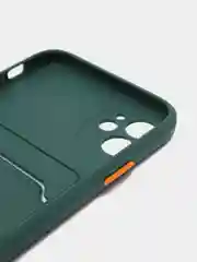 Зеленый чехол iPhone 15, 11 Pro, 14 Max, 13, 12, Xr, Xs, 6, 7, 8 Plus, Se Mini с карманом для карт