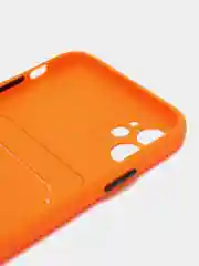 Оранжевый чехол iPhone 15, 11 Pro, 14 Max, 13, 12, Xr, Xs, 6, 7, 8 Plus, Se Mini с карманом для карт