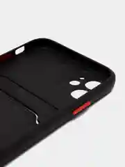 Черный чехол iPhone 15, 11 Pro, 14 Max, 13, 12, Xr, Xs, 6, 7, 8 Plus, Se Mini с карманом для карт