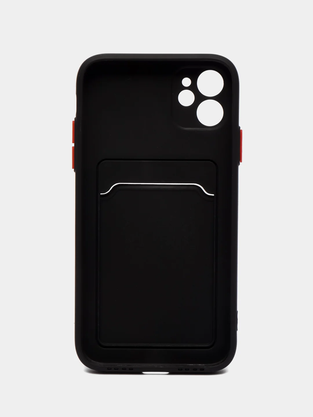 Черный чехол iPhone 15, 11 Pro, 14 Max, 13, 12, Xr, Xs, 6, 7, 8 Plus, Se Mini с карманом для карт