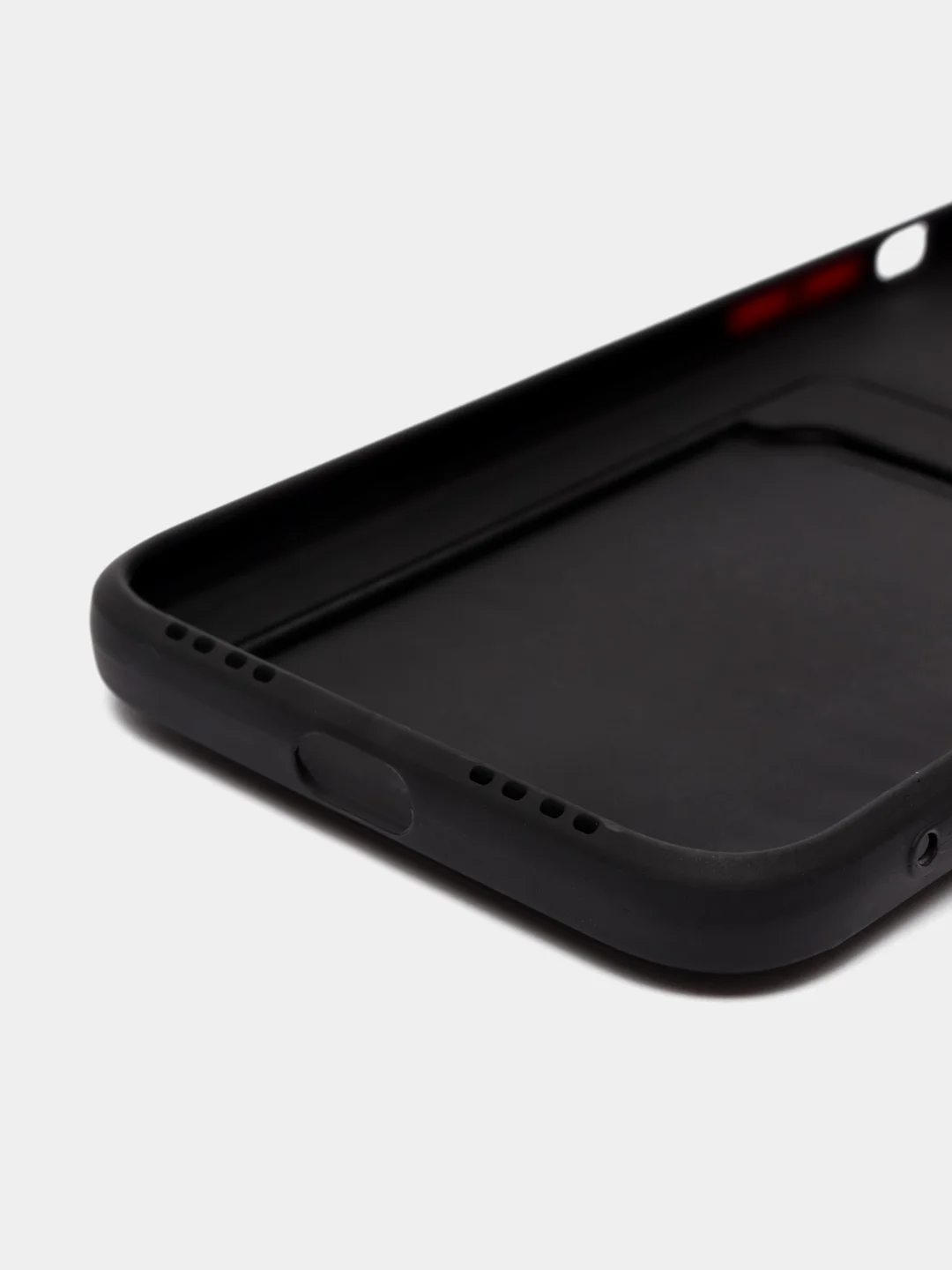 Черный чехол iPhone 15, 11 Pro, 14 Max, 13, 12, Xr, Xs, 6, 7, 8 Plus, Se Mini с карманом для карт