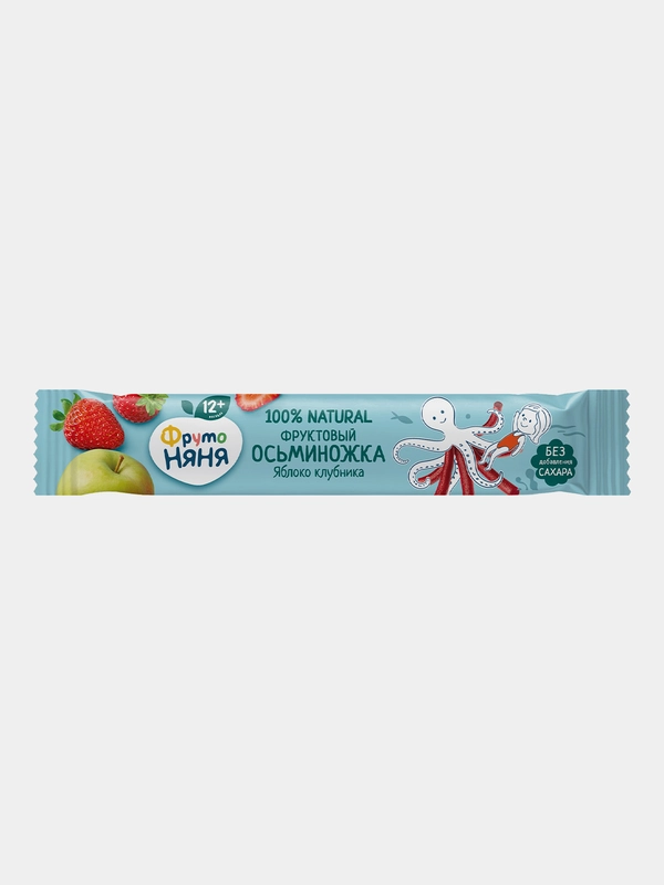 ФрутоНяня фруктовые кусочки из яблок и клубники, 16 г