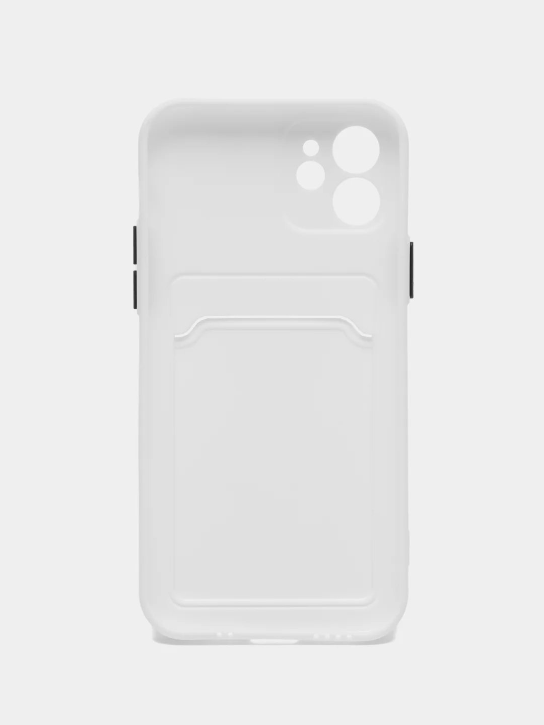 Белый чехол iPhone 15, 11 Pro, 14 Max, 13, 12, Xr, Xs, 6, 7, 8 Plus, Se Mini с карманом для карт