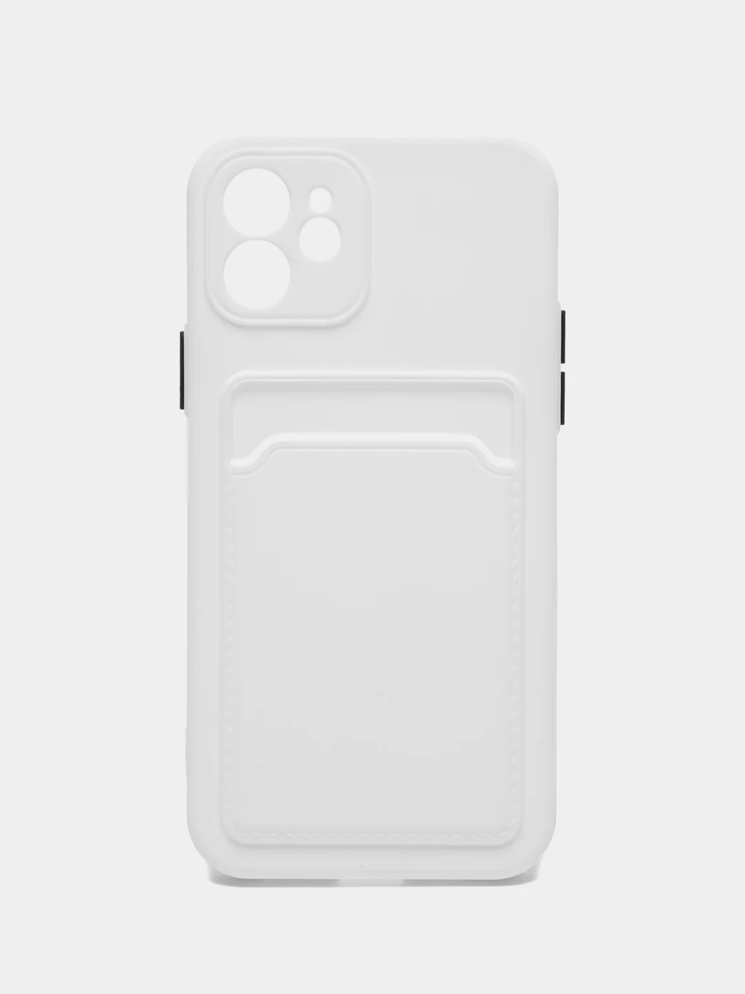Белый чехол iPhone 15, 11 Pro, 14 Max, 13, 12, Xr, Xs, 6, 7, 8 Plus, Se Mini с карманом для карт