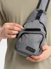 Серый сумка мужская через плечо, USB-переходник, слинг, барсетка