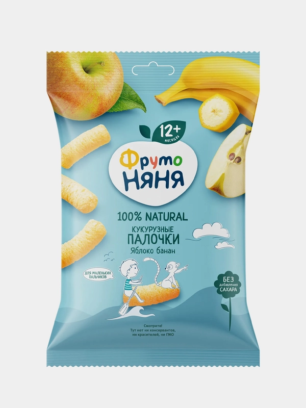Кукурузные палочки детские ФрутоНяня, с 1 года, с яблоком и бананом, 20 г