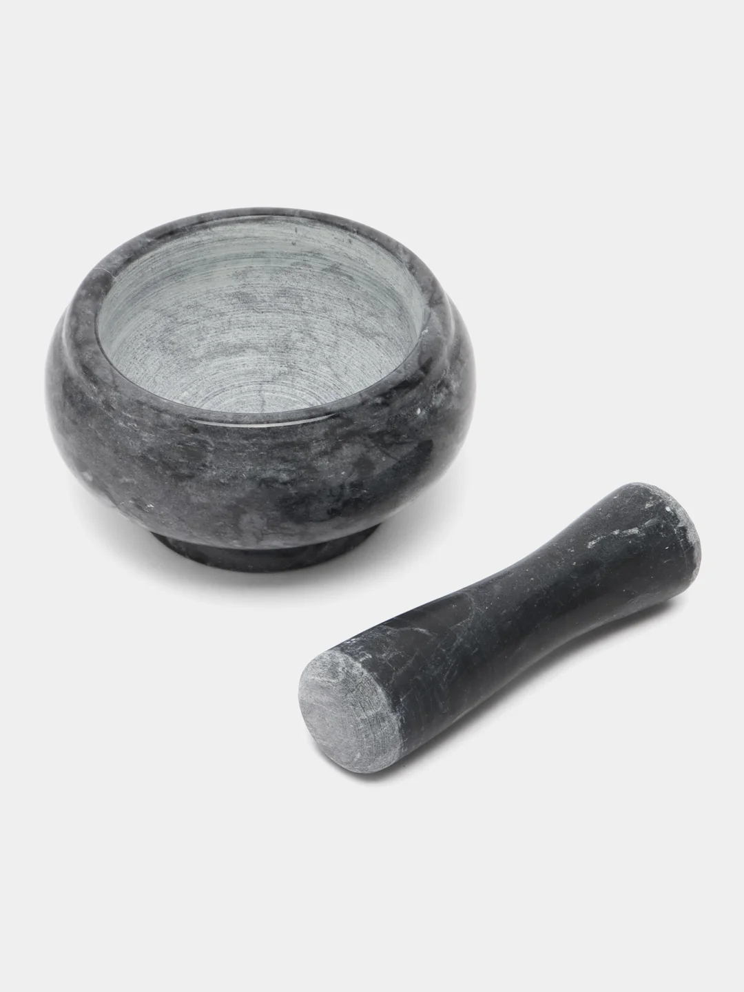 Черный ступка с пестиком, мрамор, 9 x 4,5 см