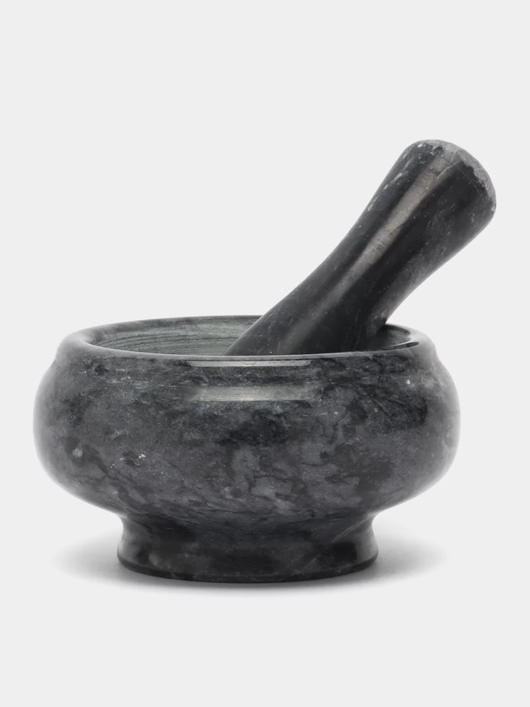 Черный ступка с пестиком, мрамор, 9 x 4,5 см