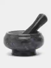 Черный ступка с пестиком, мрамор, 9 x 4,5 см