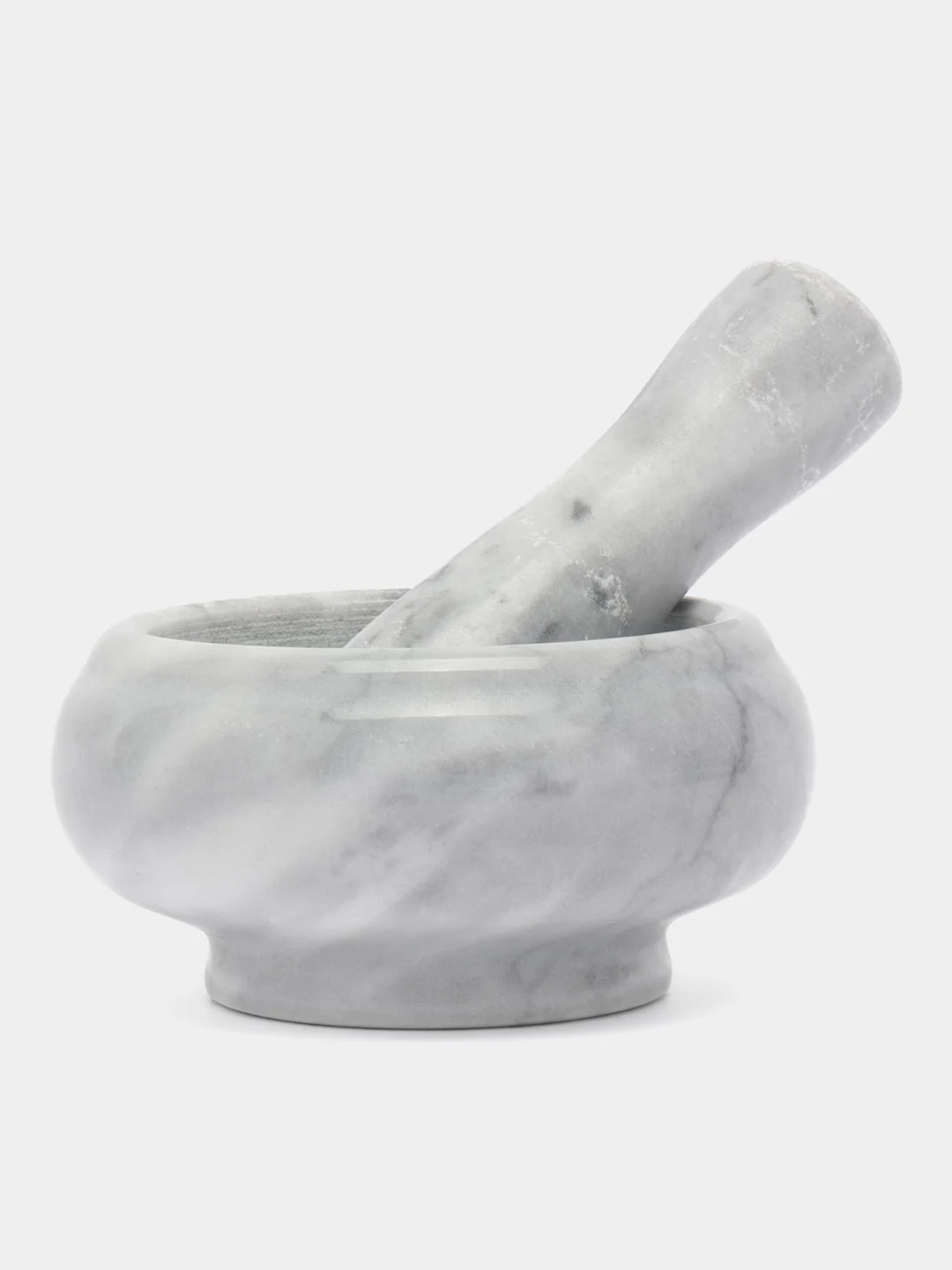 Серый ступка с пестиком, мрамор, 9 x 4,5 см