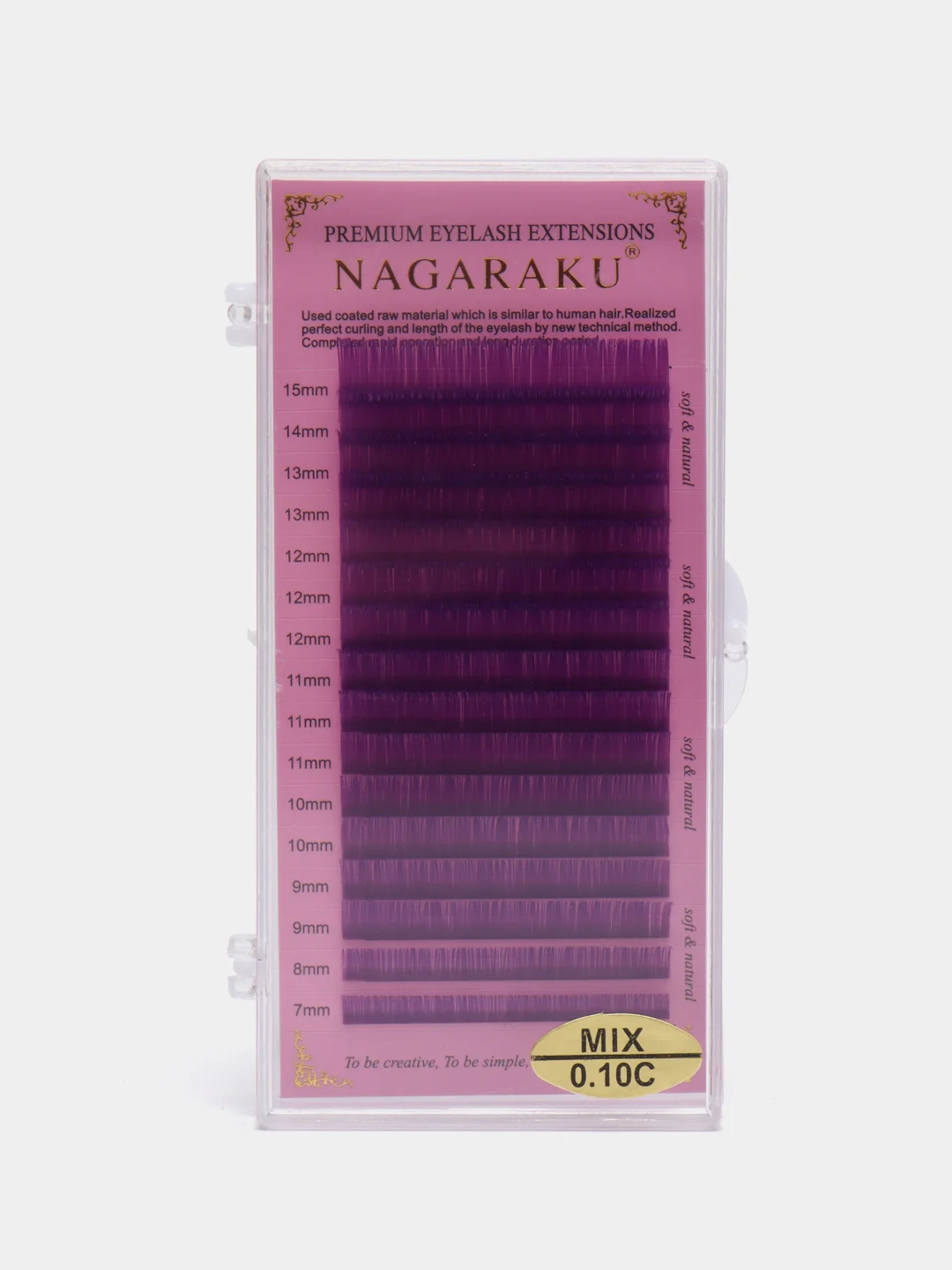 Пурпурный ресницы для наращивания Nagaraku MIX (Нагараку) Изгиб C, D, B, J, N, L, DD, LC,LD, черные, цветные