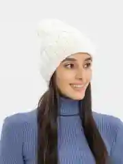 Белый женская шапка-лопатка "Ангелия", вязаная, на флисе