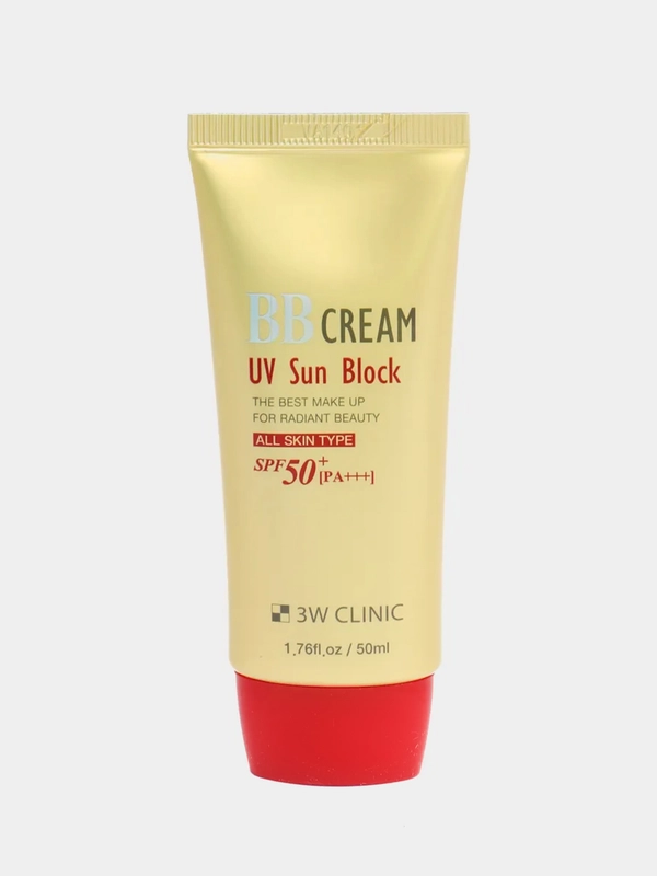 Солнцезащитный тональный BB крем для лица 3W CLINIC SPF 50+, бб крем, тоналка, подарок