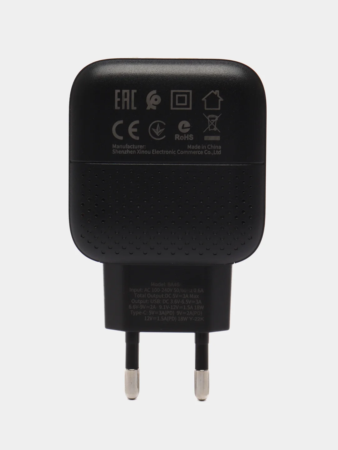 Черный зарядное устройство BOROFONE BA46A, USB, Type-C, быстрая зарядка 3.0, 3 A, 18W