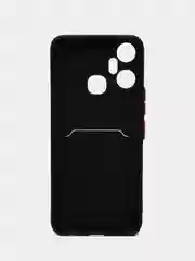 Черный чехол для Infinix Smart 6 Plus, с карманом для карт (Смарт 6 Плюс)