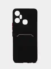 Черный чехол для Infinix Smart 6 Plus, с карманом для карт (Смарт 6 Плюс)