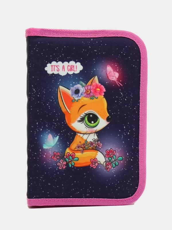 Пенал BRAUBERG, 1 отделение, полиэстер, 21х14 см, Little fox, 270709