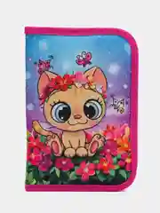 Пенал BRAUBERG с наполнением, 1 отд, 1 отк планка, 24 предмета, 21х14 см, Charming kitten