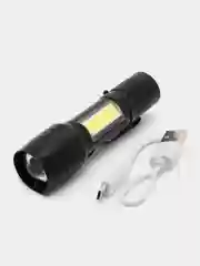 Фонарь ручной аккумуляторный, светодиодный, с фокусировкой, с зарядкой от USB