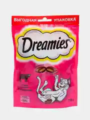 Лакомство для кошек Dreamies, подушечки с говядиной, 140 г