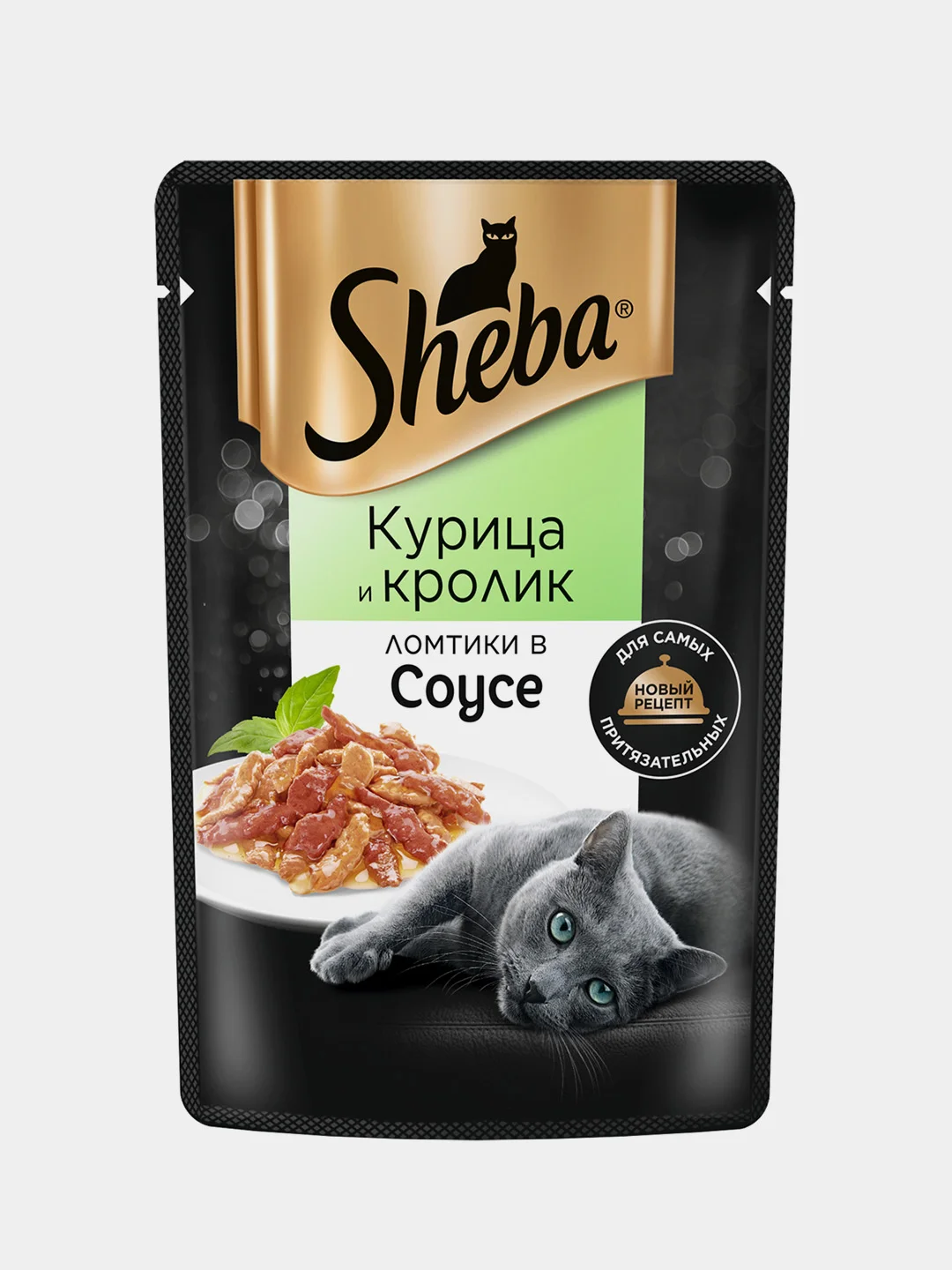 Влажный корм для кошек Sheba "Ломтики в соусе", с курицей и кроликом, 28 штук по 75 г