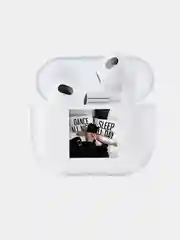 Серый чехол для наушников Apple AirPods 3 силиконовый прозрачный принт Nike / Найк