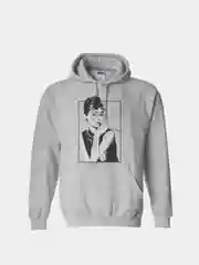 Серый меланж худи CoolPodarok Audrey Hepburn (Одри Хепберн)