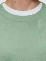 Зеленый джемпер мужской Befree, вязаный, однотонный, круглый вырез