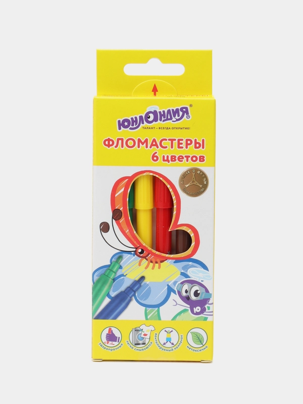 Фломастеры ЮНЛАНДИЯ 6 цветов, "ЭКЗОТИКА", вентилируемый колпачок, картон, 151419