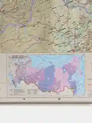 Карта России, Российской Федерации, настенная. Общегеографическая. С указанием расстояний