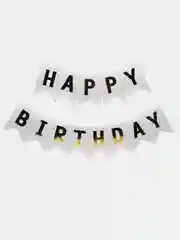 Белый гирлянда растяжка Happy Birthday / С днём рождения, бумажное украшение для праздника