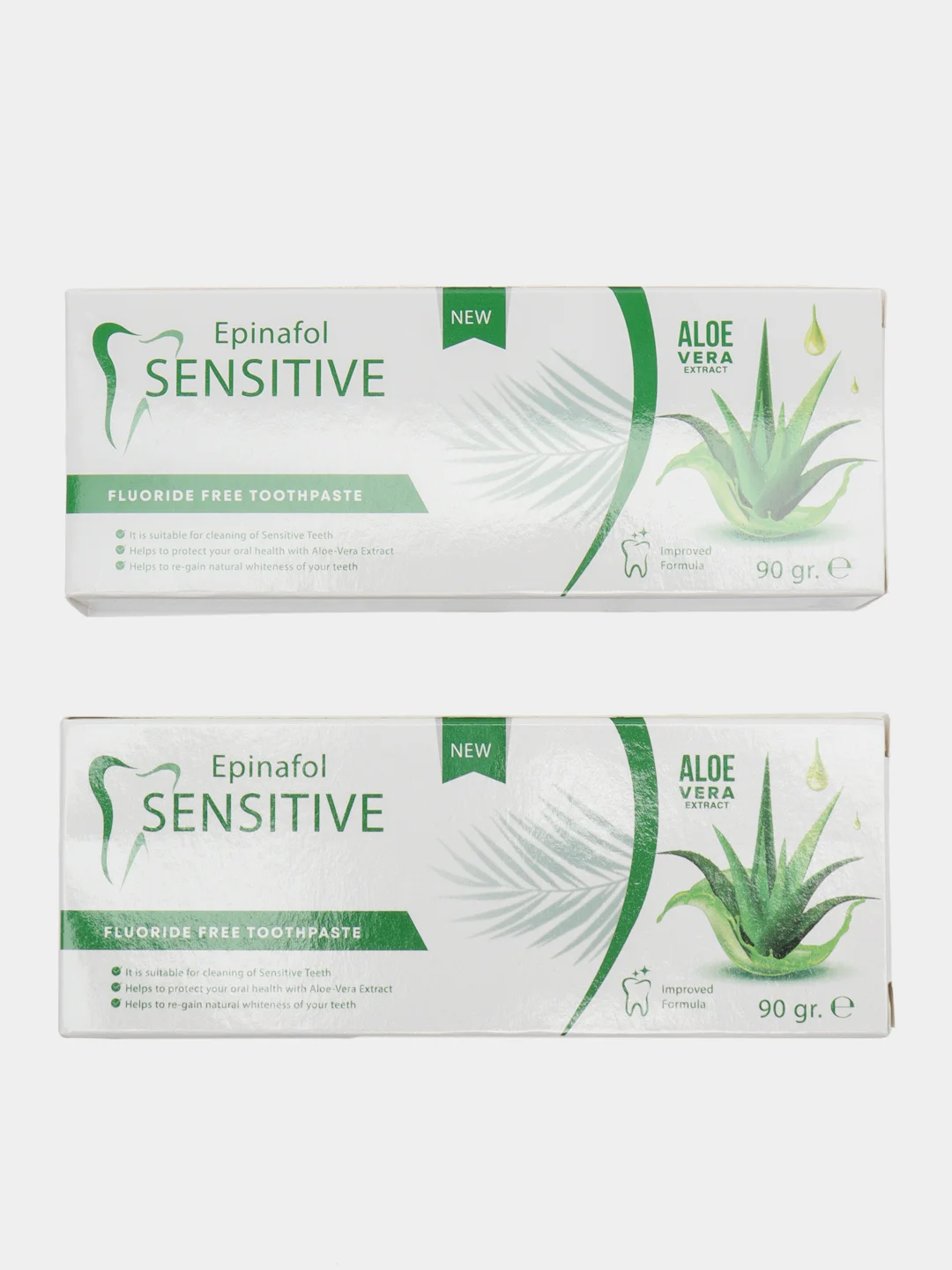Зубная паста без фтора EPINAFOL Sensitive Aloe vera, 2 штуки