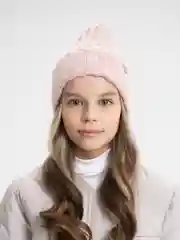 Конфетный детская вязаная шапка Kid, тыковка-луковка с отворотом для девочек