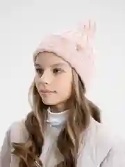 Конфетный детская вязаная шапка Kid, тыковка-луковка с отворотом для девочек